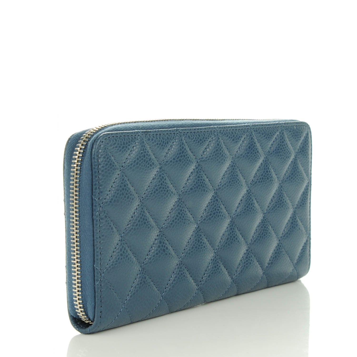 Chanel Caviar Quilted Large Gusset Zip Around Wallet Blue 3 of 8