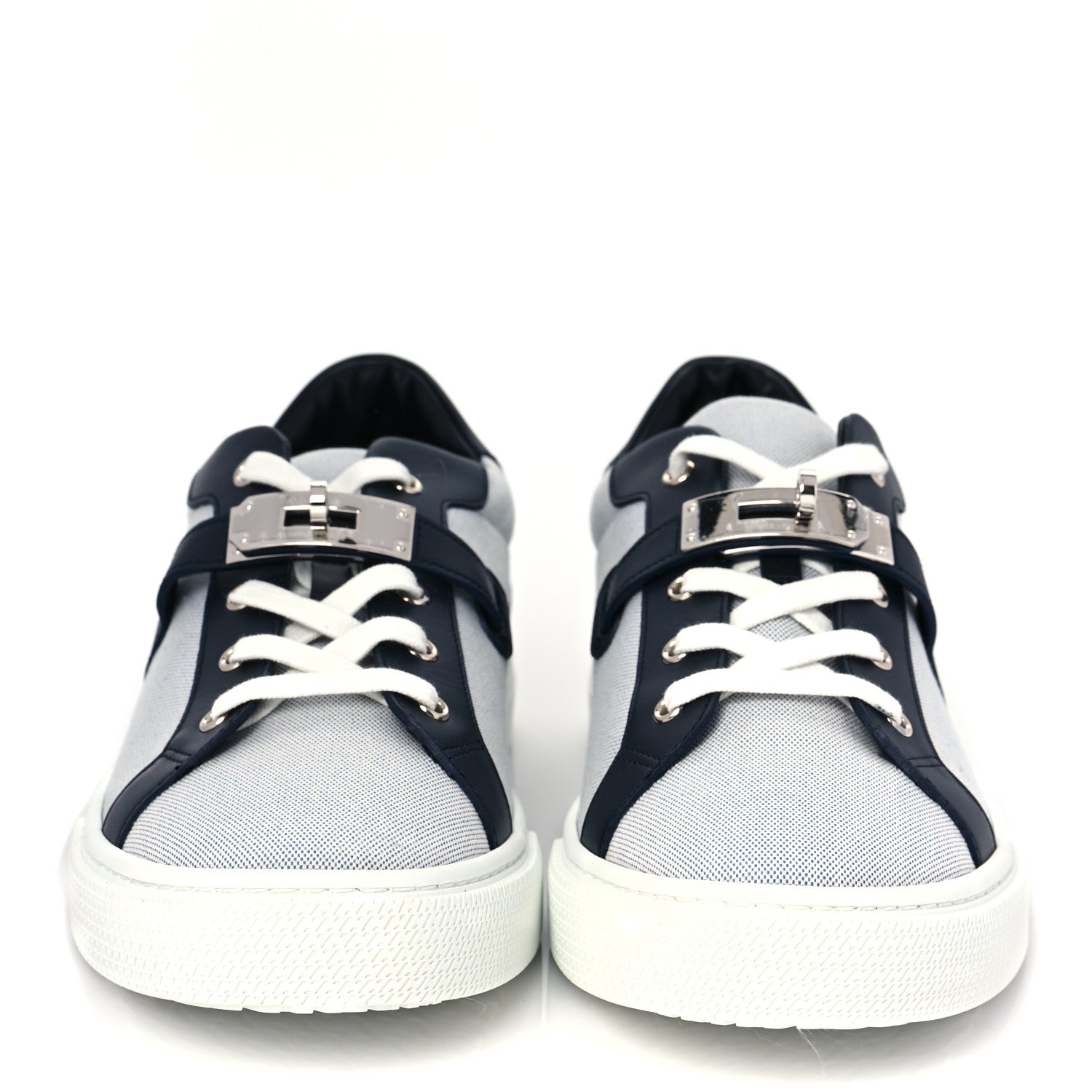Hermes Calfskin Canvas Mens Day Sneakers 43 Bleu Marine 2 of 7