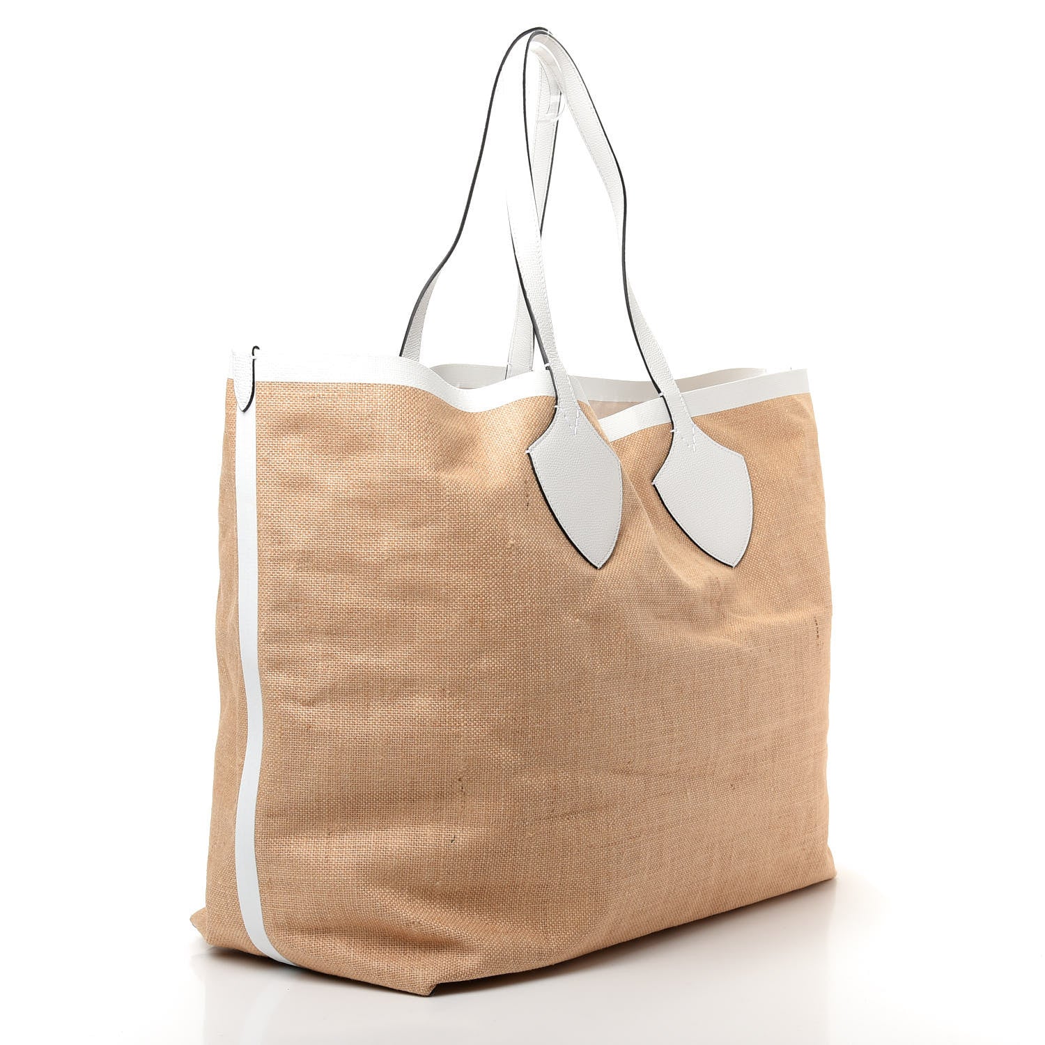Burberry Raffia Logo Print The Giant Reversible Tote Bag Chalk White 3 of 9