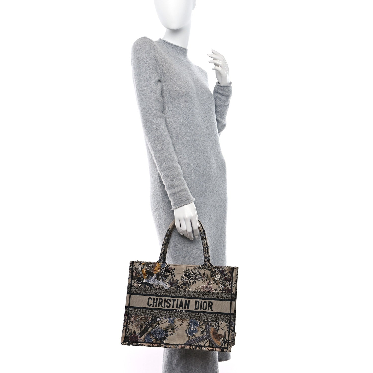 Christian Dior Canvas Embroidered Jardin D'Hiver Medium Book Tote Beige Multicolor 2 of 9