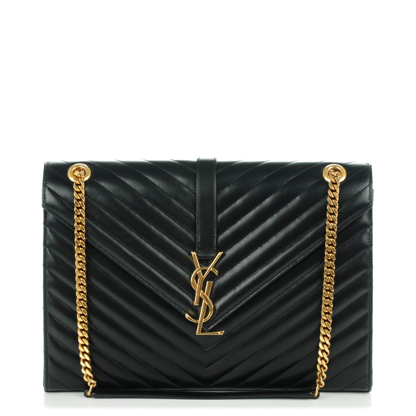 Smooth Calfskin Matelasse Large Classic Monogram Satchel Black