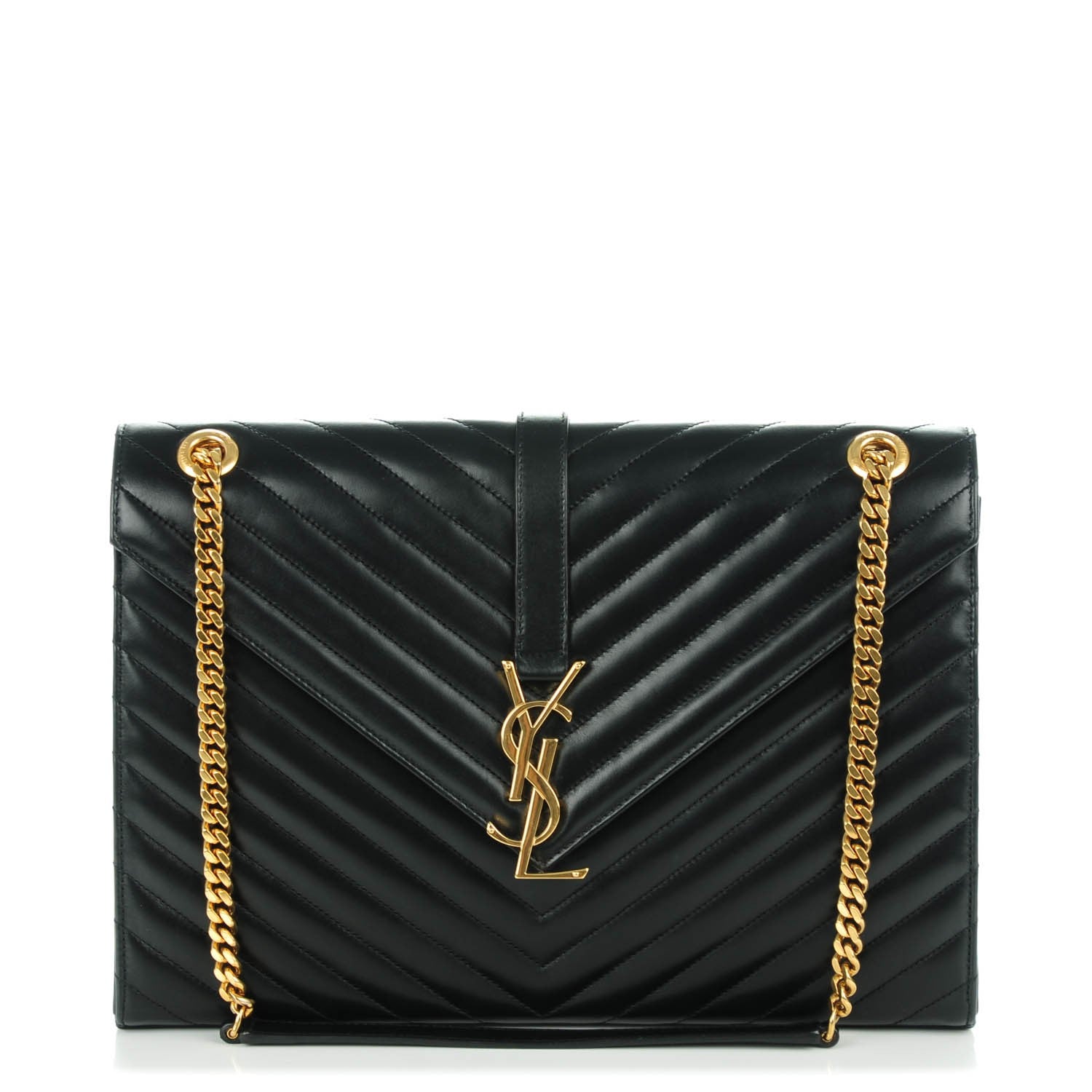 Saint Laurent Smooth Calfskin Matelasse Large Classic Monogram Satchel Black 1 of 8