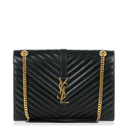 Saint Laurent Smooth Calfskin Matelasse Large Classic Monogram Satchel Black 1 of 8