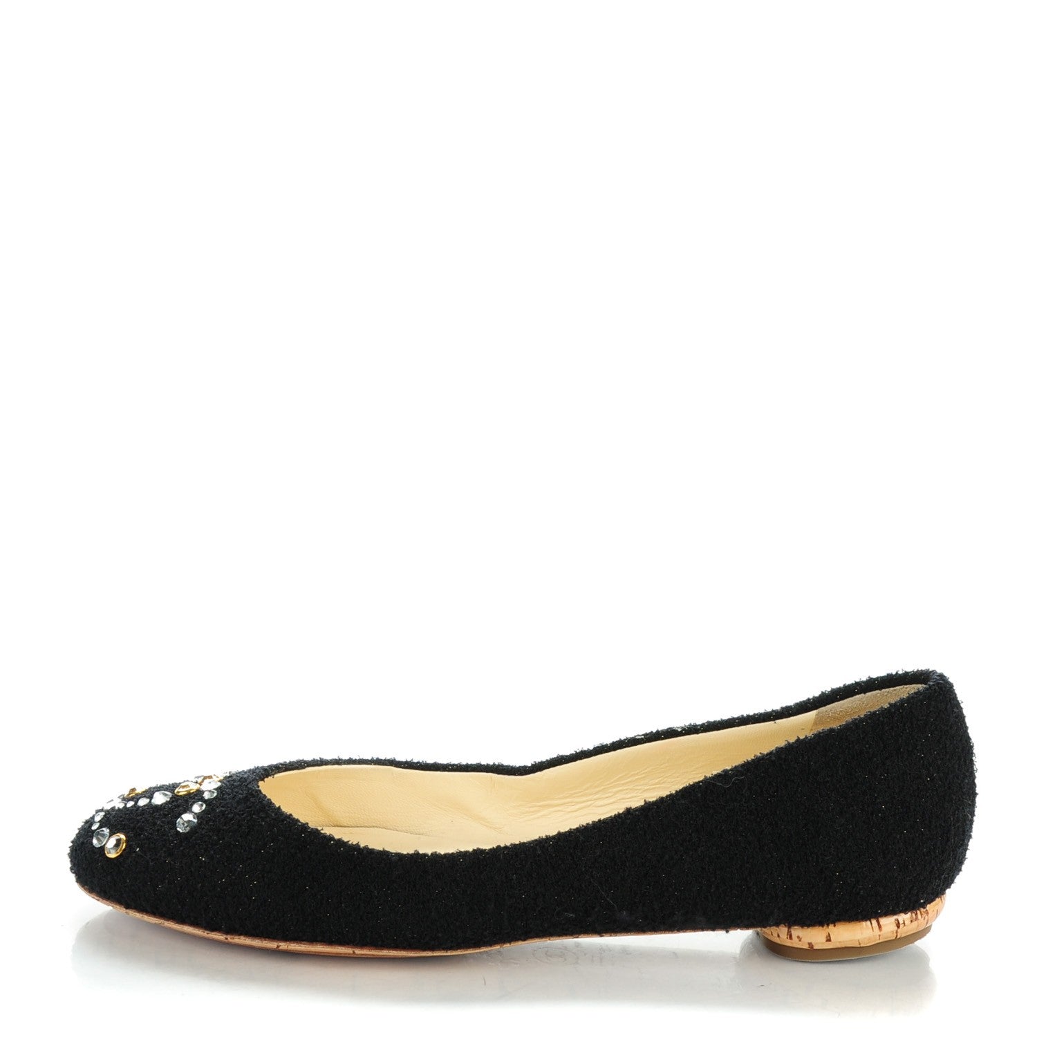 Chanel Tweed Crystal CC Ballet Flats 40 Black 1 of 22