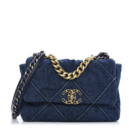 Chanel Denim Quilted Medium 19 Flap Blue 1 of 12