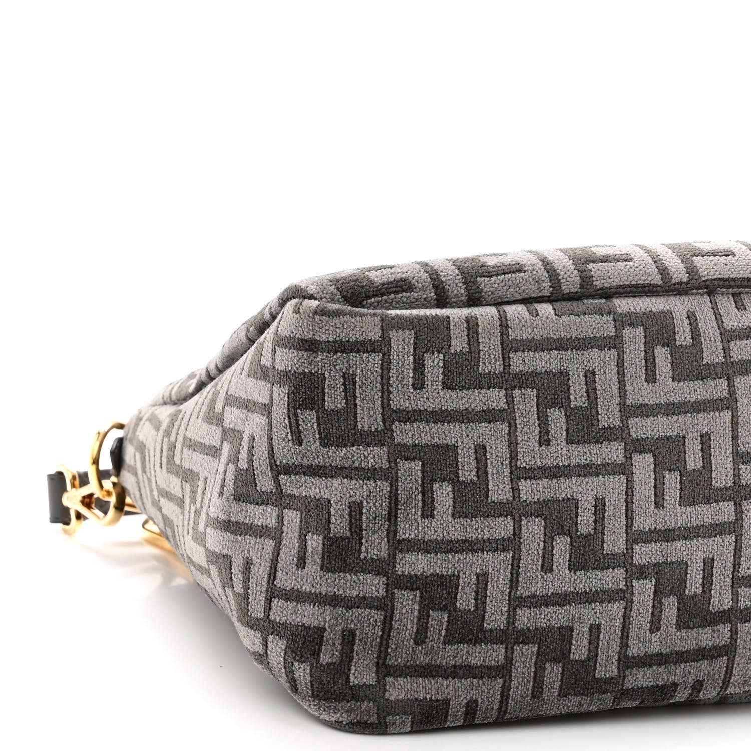 Fendi Chenille Vitello Seta Plexiglass FF Fendi O'Lock Zipper Anthracite Asfalto 8 of 9