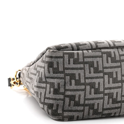 Fendi Chenille Vitello Seta Plexiglass FF Fendi O'Lock Zipper Anthracite Asfalto 8 of 9