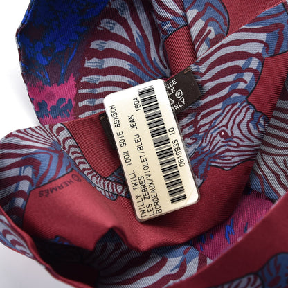 Hermes Silk Les Zebres Twilly Bordeaux Violet Blue Jean 4 of 4
