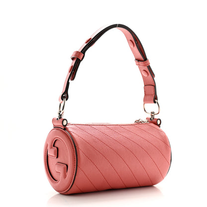 Gucci Sakai Be Green Calfskin Diagonal Stitched Mini Blondie Barrel Shoulder Bag Pink 3 of 10