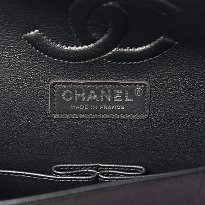 Chanel Iridescent Caviar Chevron Quilted Medium Double Flap Black 6 of 12