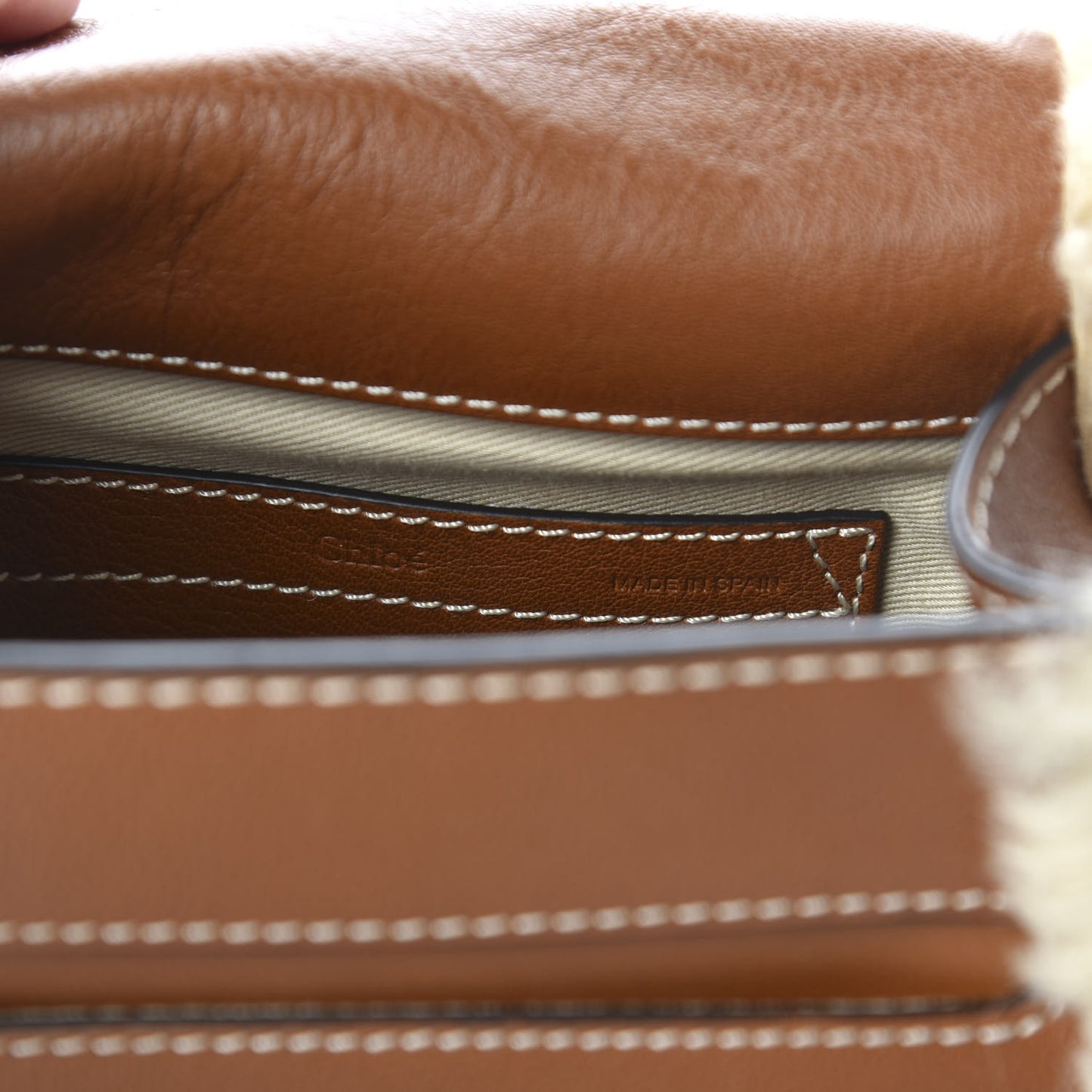 Small Grain Shiny Calfskin Shearling Small Marcie Round Crossbody Bag Caramel