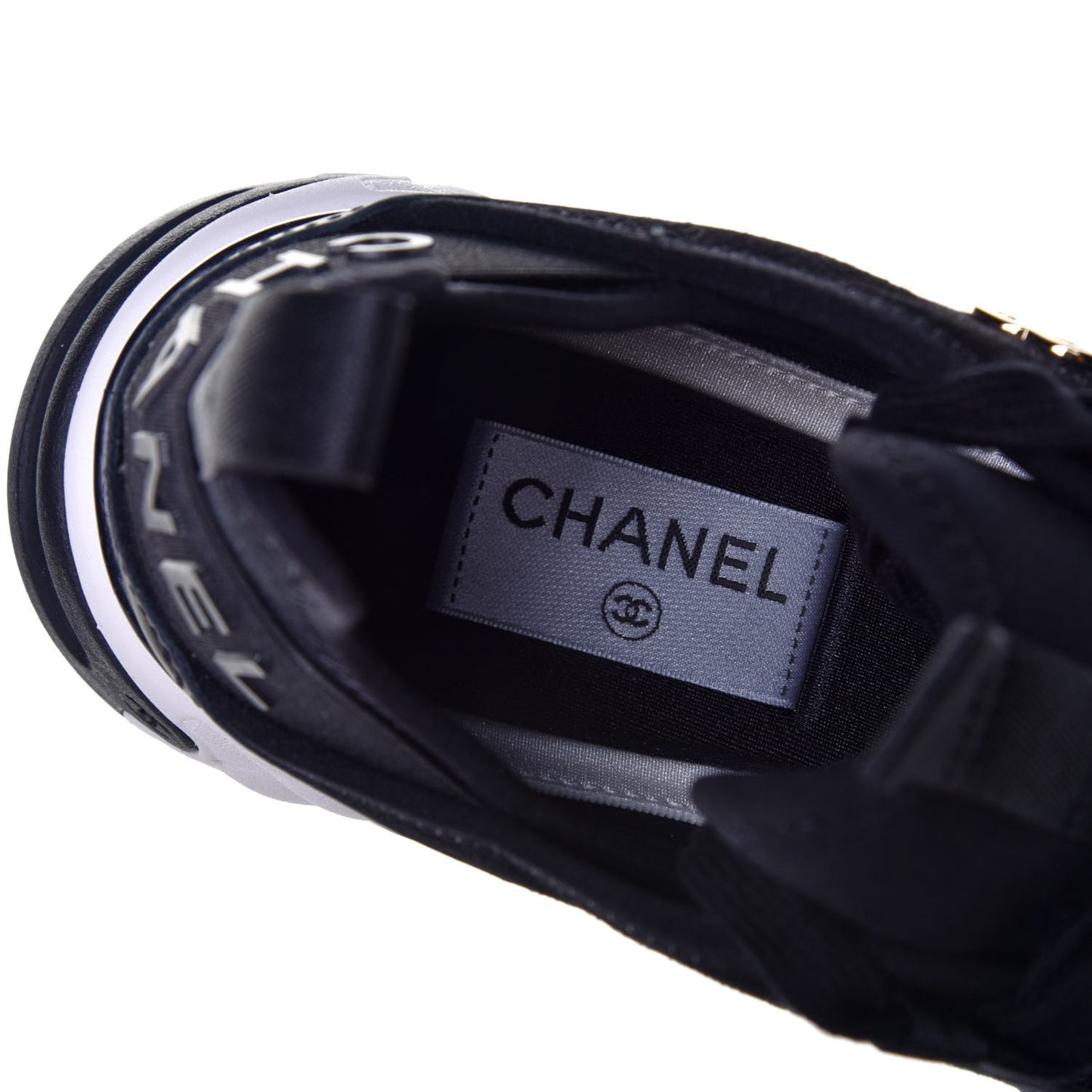 Velvet Calfskin Mixed Fibers CC Sneakers 37 Black