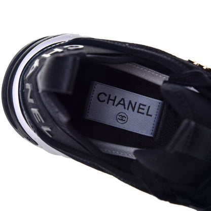 Chanel Velvet Calfskin Mixed Fibers CC Sneakers 37 Black 7 of 8