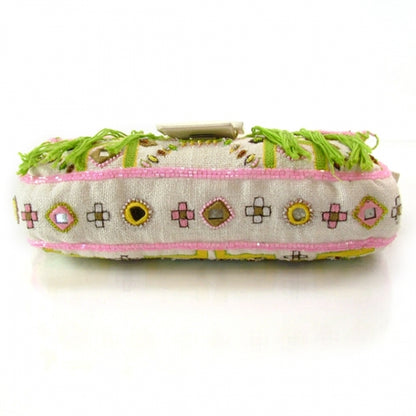Fendi Toile Beaded Baguette Ivory 5 of 13