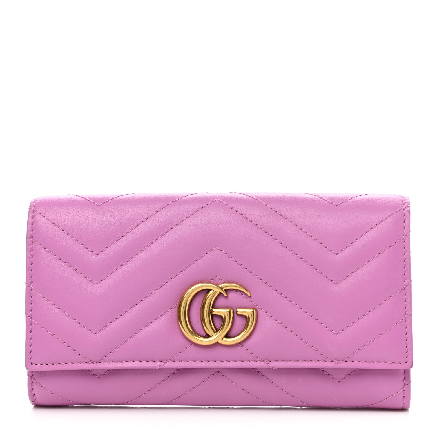 Gucci Calfskin Matelasse GG Marmont Continental Wallet Candy Mousse 1 of 8