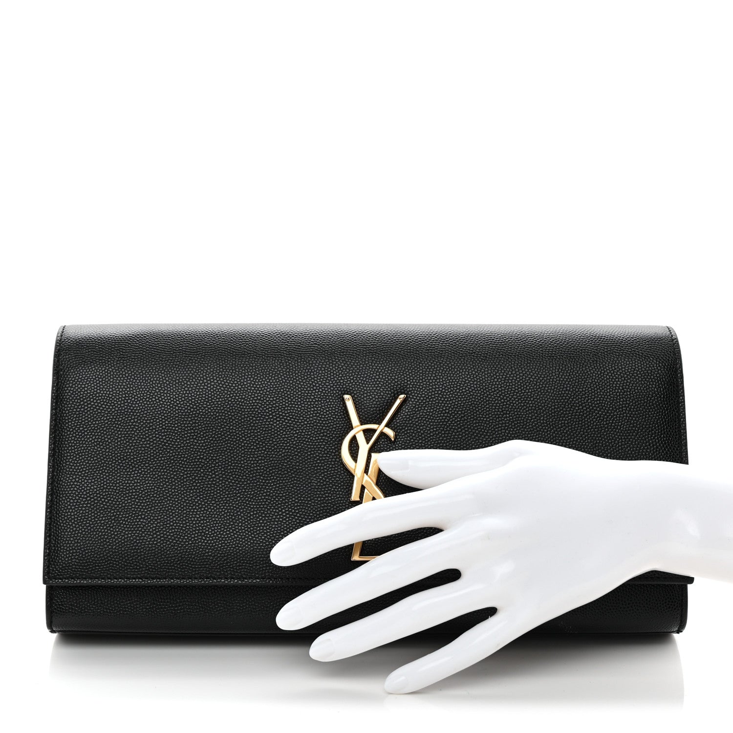 Saint Laurent Grain De Poudre Monogram Cassandre Clutch Black 2 of 17