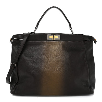 Fendi Goatskin Zucca Ombre Large Peekaboo Iconic Satchel Moro Gold Tobacco 1 of 10