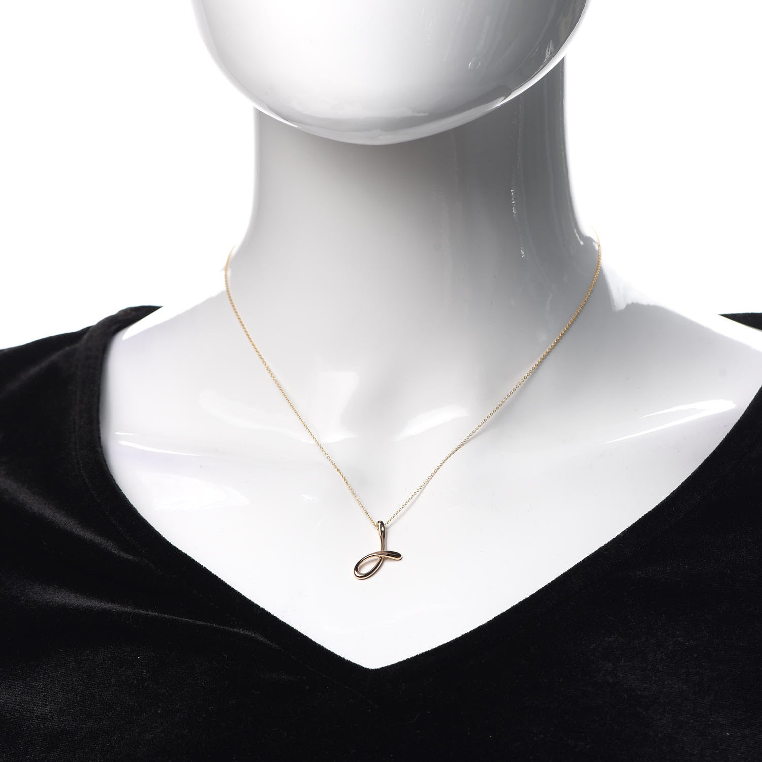 Tiffany 18K Rose Gold Elsa Peretti Letter J Pendant Necklace 2 of 5