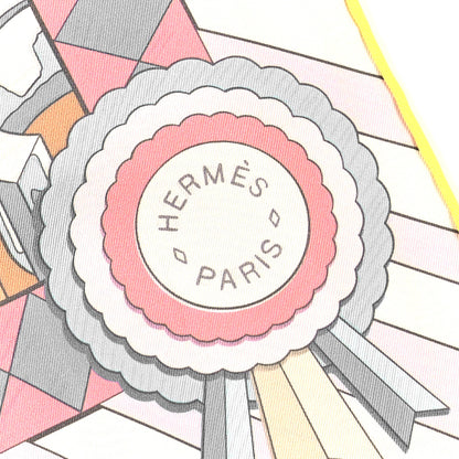 Hermes Silk Pony Pit Stop Double Face Scarf 90 Rose Jaune Multicolor 3 of 4