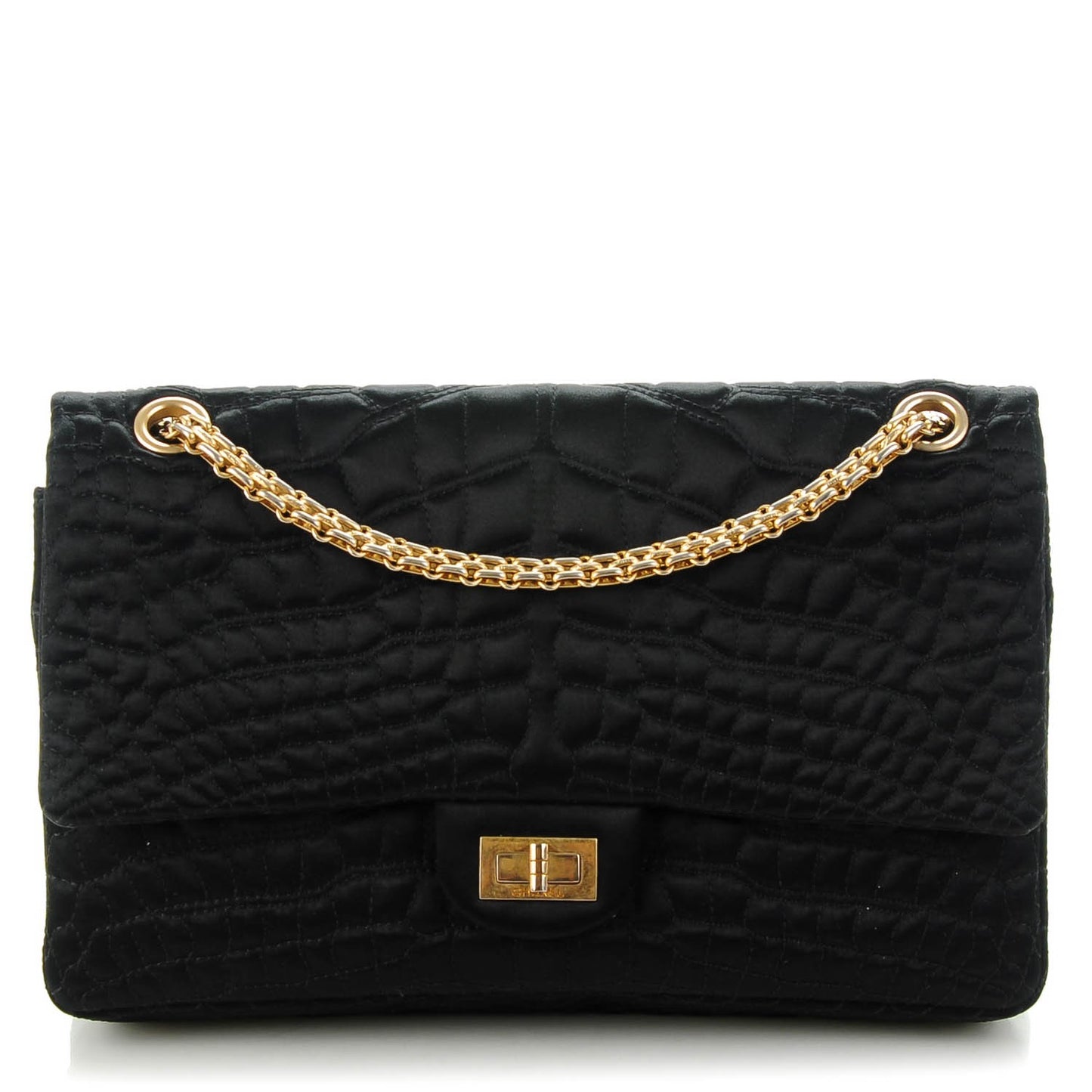 Satin Croc 2.55 Reissue 226 Double Flap Black