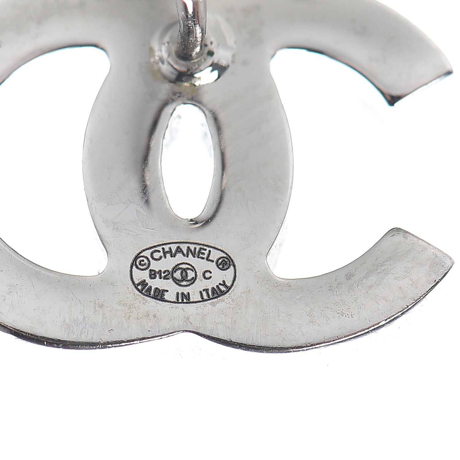 Chanel Crystal Timeless CC Earrings Silver 4 of 5