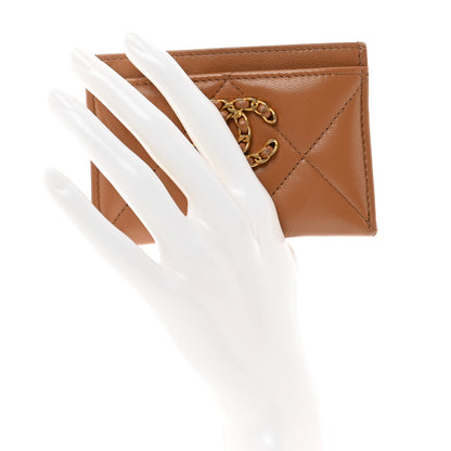 Chanel Lambskin Quilted Chanel 19 Card Holder Brown 2 of 9