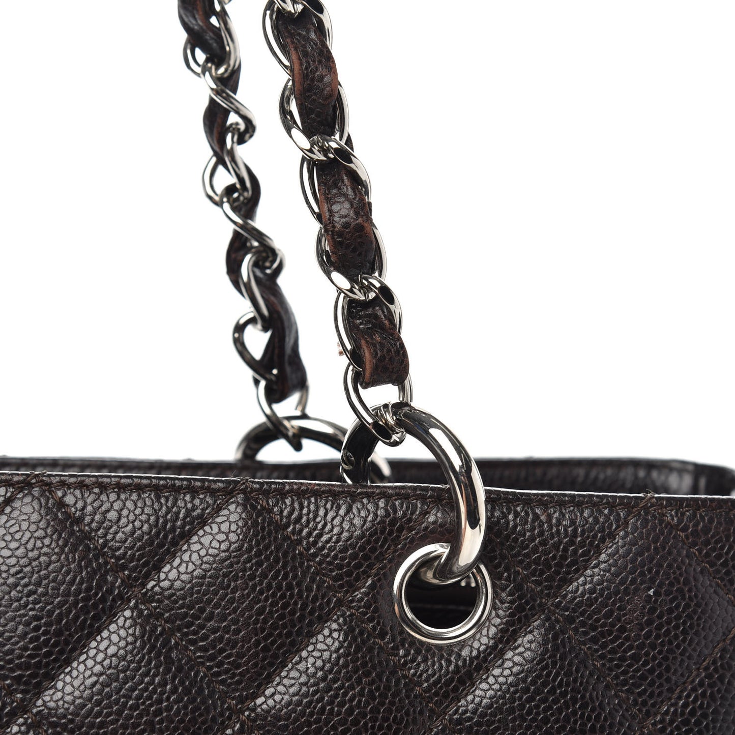 Caviar Quilted Grand Shopping Tote GST Dark Brown