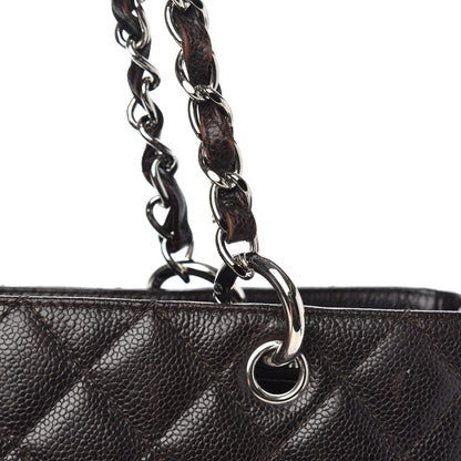 Chanel Caviar Quilted Grand Shopping Tote GST Dark Brown 14 of 15