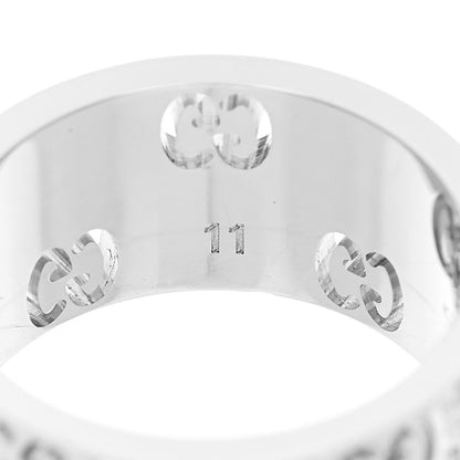 Gucci 18K White Gold Diamond Wide Icon Stardust Band Ring 50 5.5 6 of 7