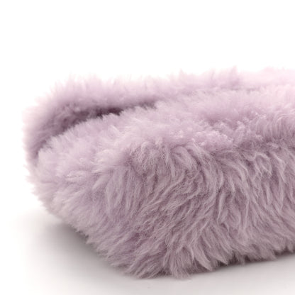 Saint Laurent Shearling Quilted Monogram Loulou Puffer Pouch Clutch Lilac 9 of 10
