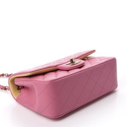 Chanel Lambskin Quilted Mini Rectangular Flap Pink Yellow 4 of 10