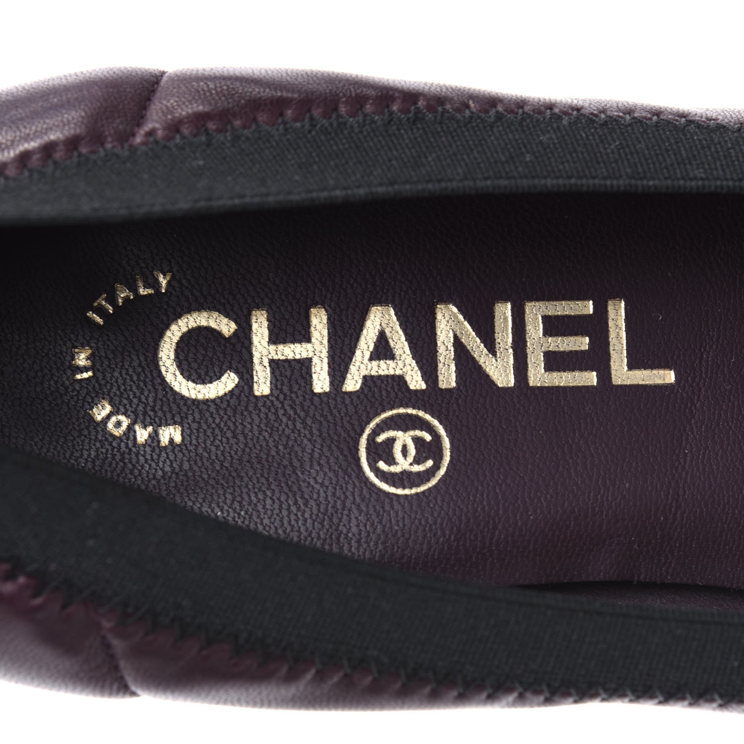 Chanel Lambskin Patent CC Elastic Cap Toe Ballerina Pumps 36 Burgundy Black 7 of 11