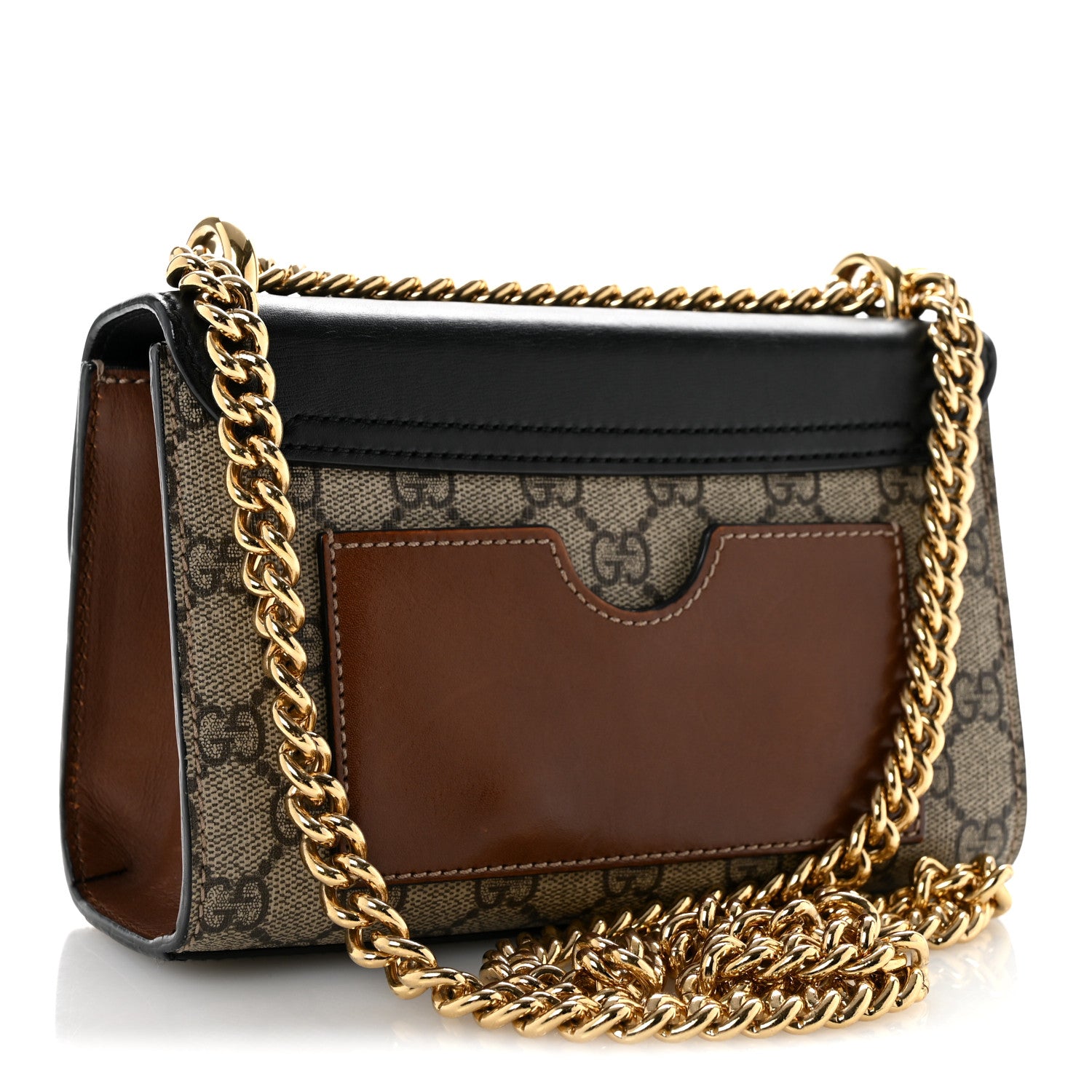 Gucci GG Supreme Monogram Calfskin Small Padlock Shoulder Bag Beige Black Cuir 3 of 12