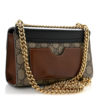 Gucci GG Supreme Monogram Calfskin Small Padlock Shoulder Bag Beige Black Cuir 3 of 12