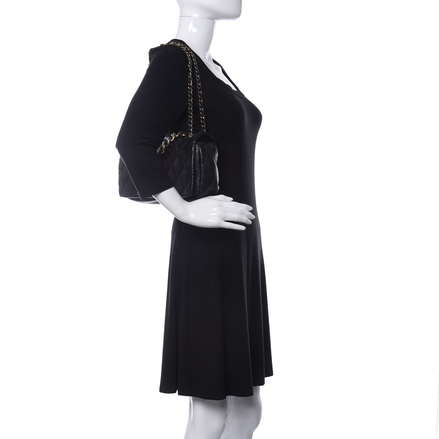 Aged Calfskin Quilted Medium Pondichery Flap Black