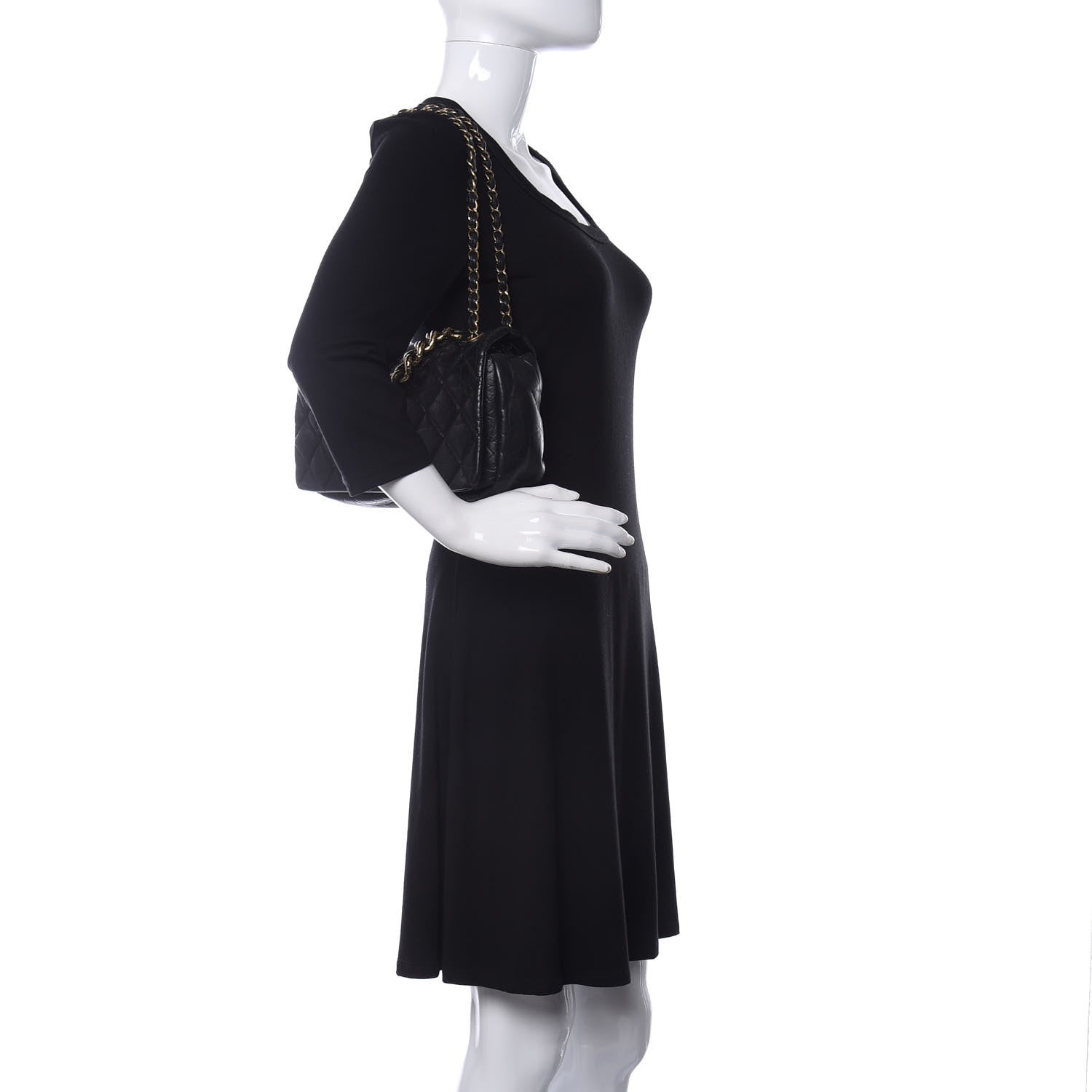 Chanel Aged Calfskin Quilted Medium Pondichery Flap Black 3 of 10