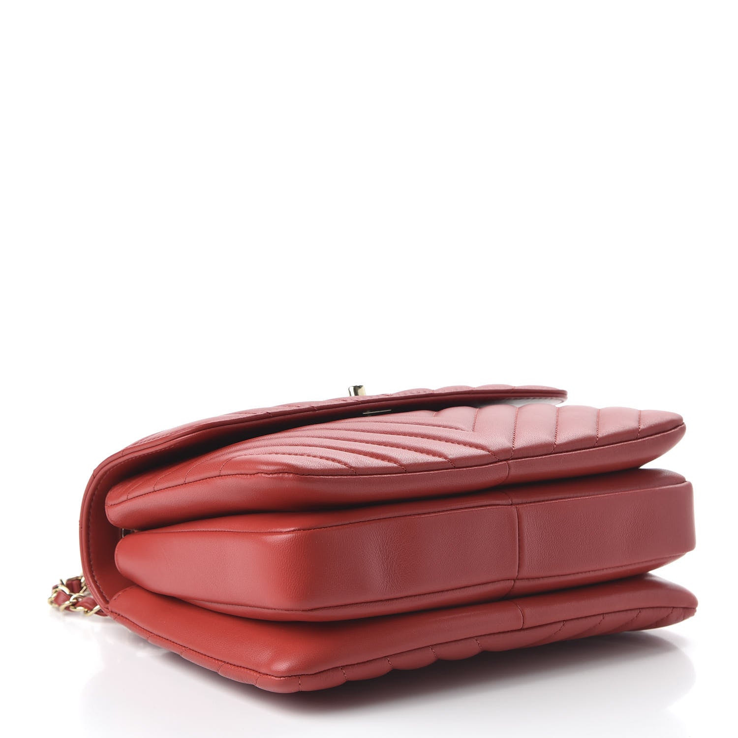 Chanel Lambskin Chevron Quilted Small Trendy CC Dual Handle Flap Bag Red 4 of 10