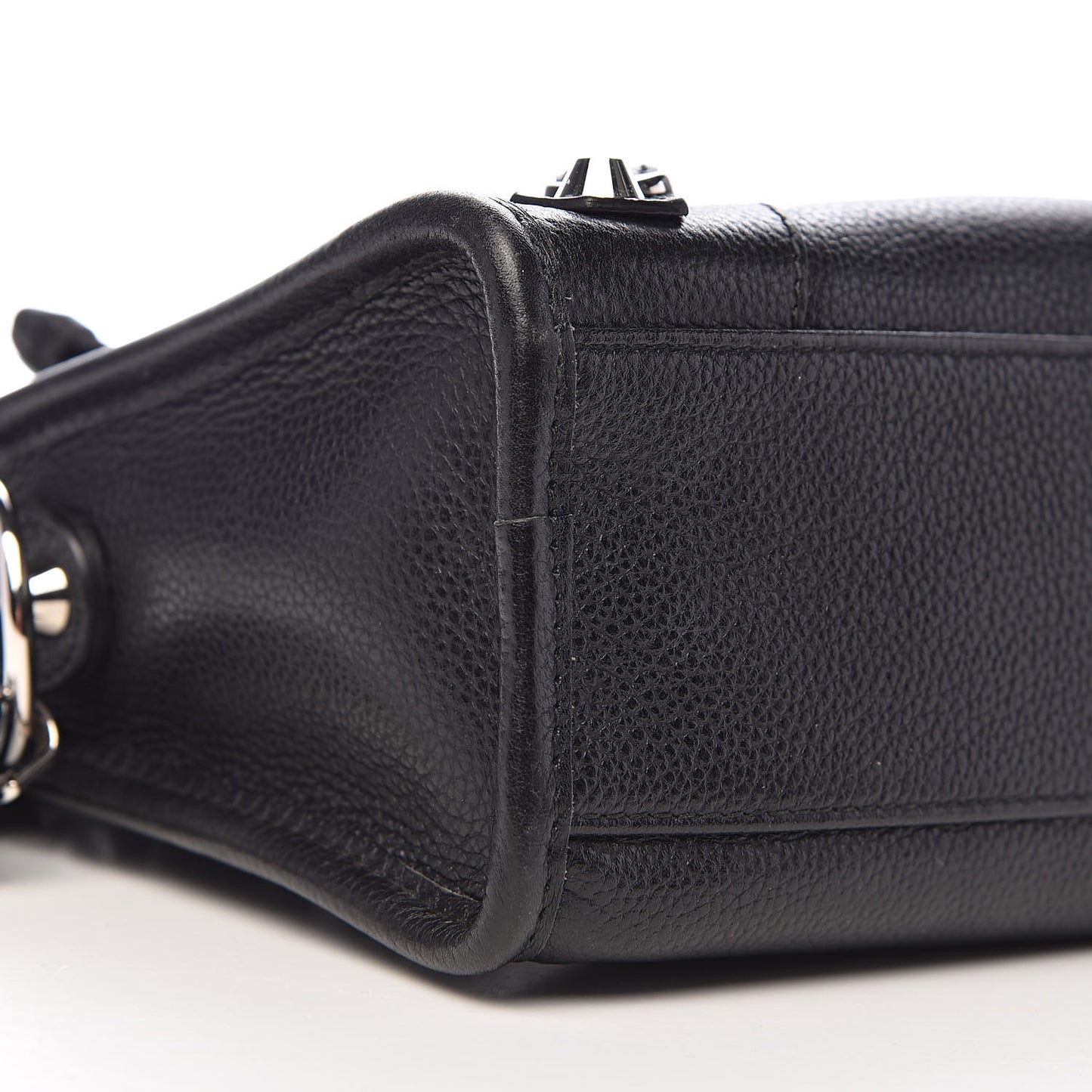 Grained Calfskin Classic Silver Hardware Mini City Black