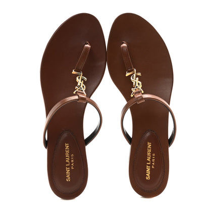 Saint Laurent Smooth Lambskin Cassandra Monogram Slides 36 Aesthetic Brown 2 of 8