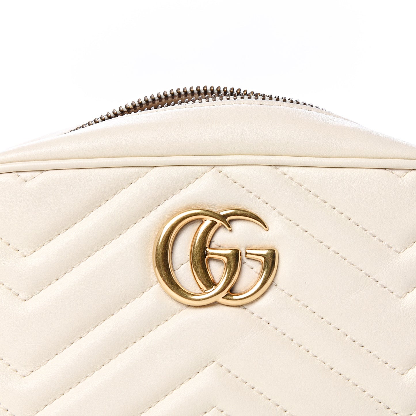 Calfskin Matelasse Mini GG Marmont Chain Shoulder Bag White
