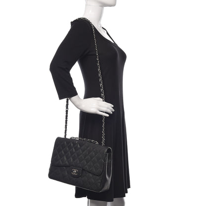 Chanel Caviar Quilted Jumbo Single Flap Black 3 of 12