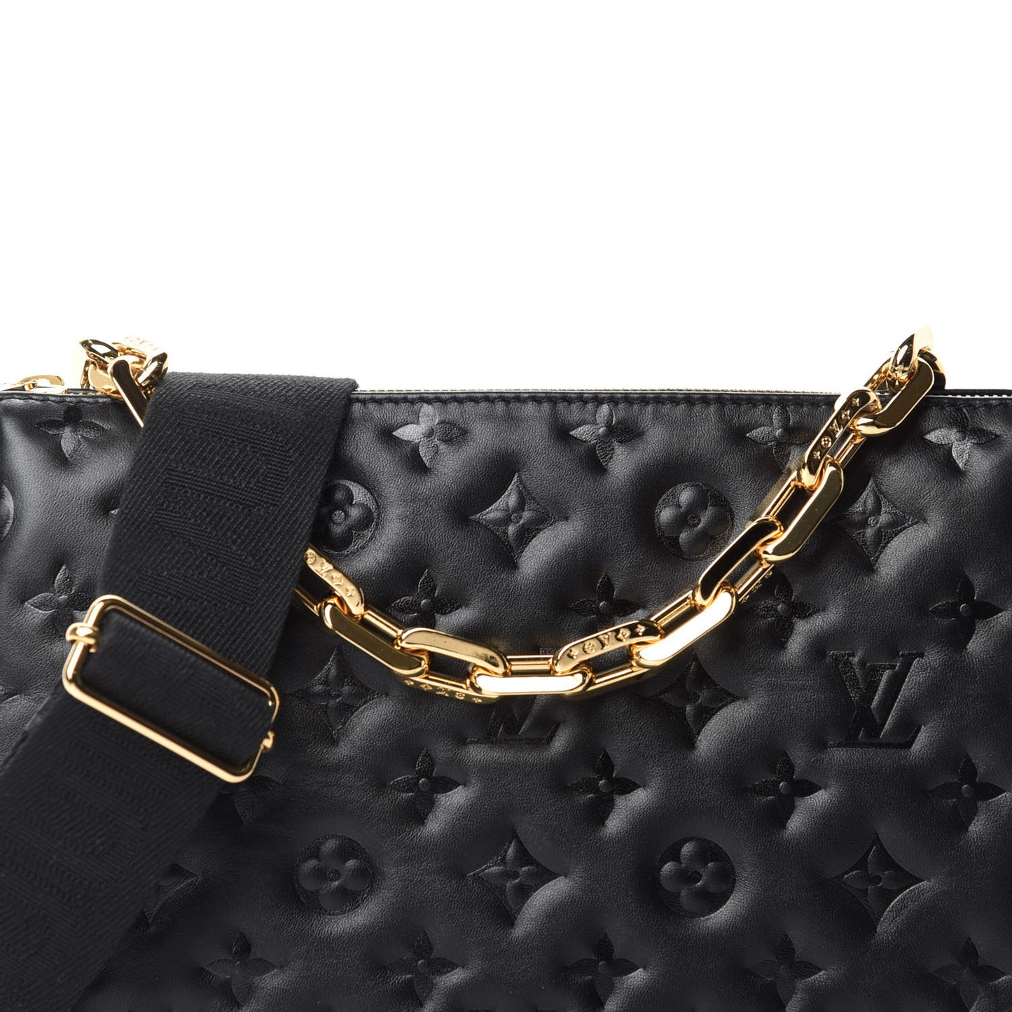 Lambskin Embossed Monogram Coussin PM Black