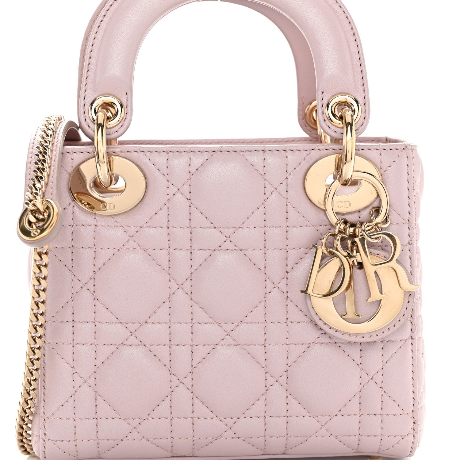 Christian Dior Metallic Lambskin Cannage Mini Lady Dior Lotus 7 of 9