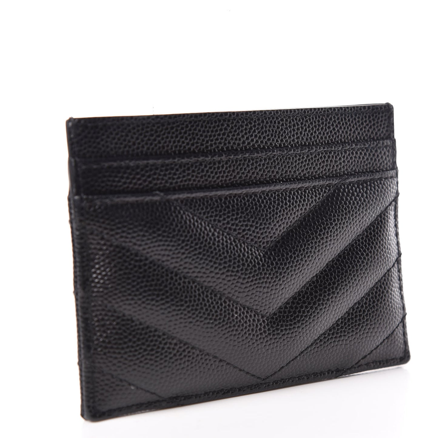 Grain De Poudre Matelasse Chevron Monogram Credit Card Case Black