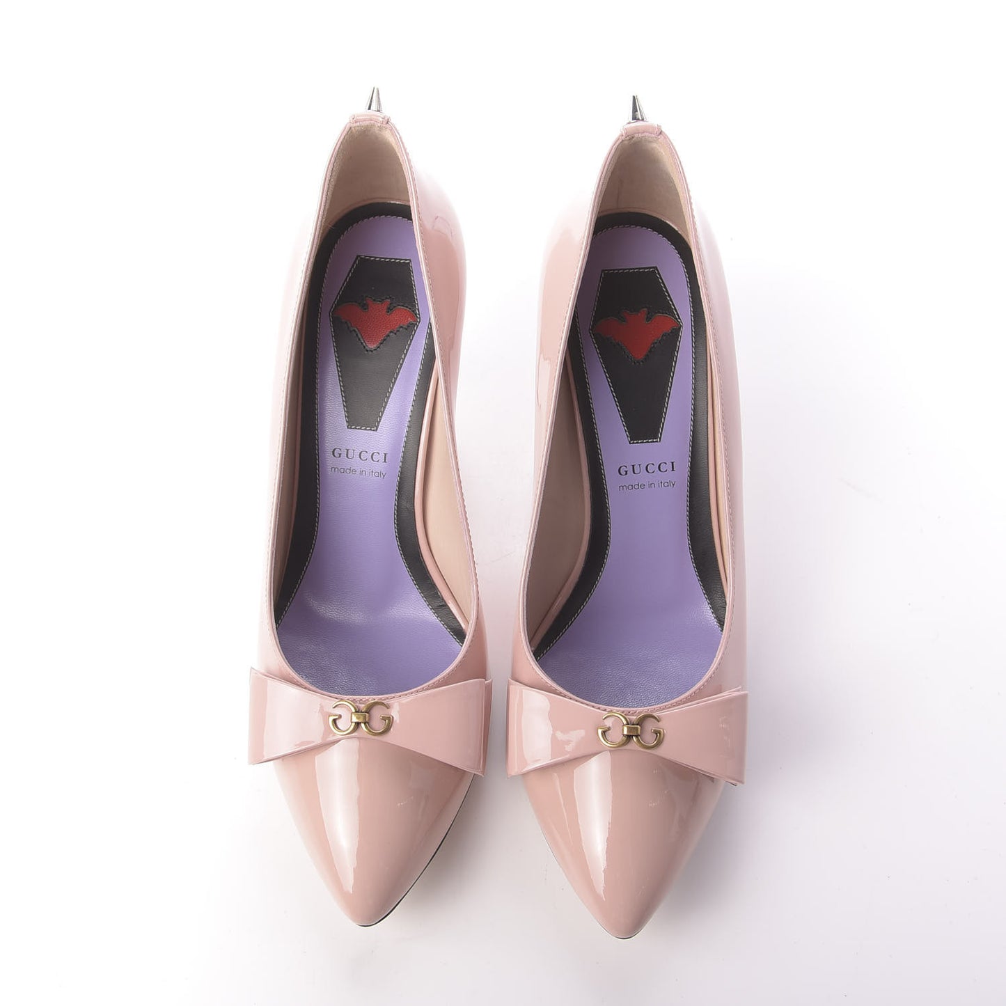 Patent GG Bow Sadie Spike Mid Heel Pumps 38.5 Perfect Pink