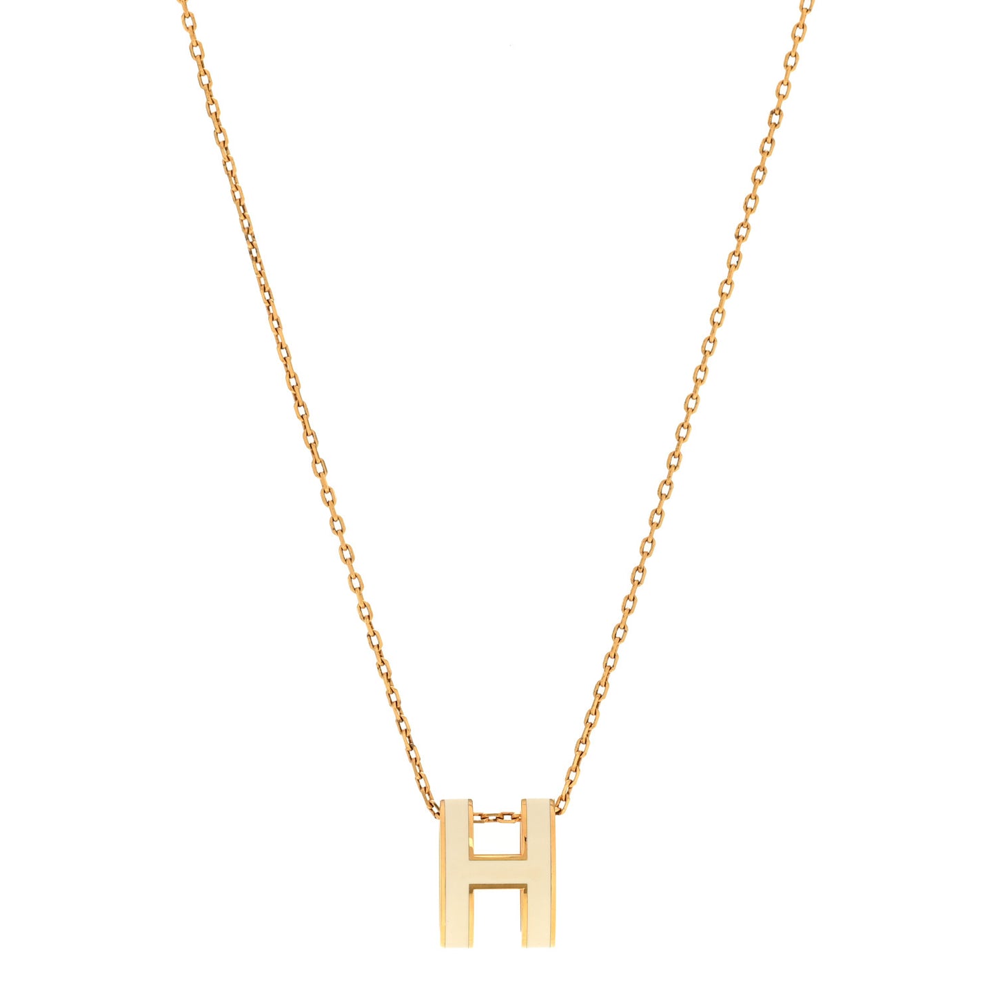 Lacquered Gold Pop H Pendant Necklace White White