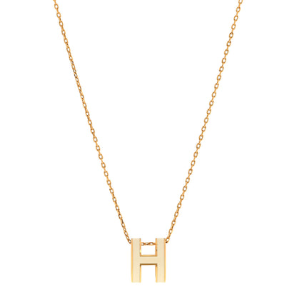 Hermes Lacquered Gold Pop H Pendant Necklace White White 1 of 8