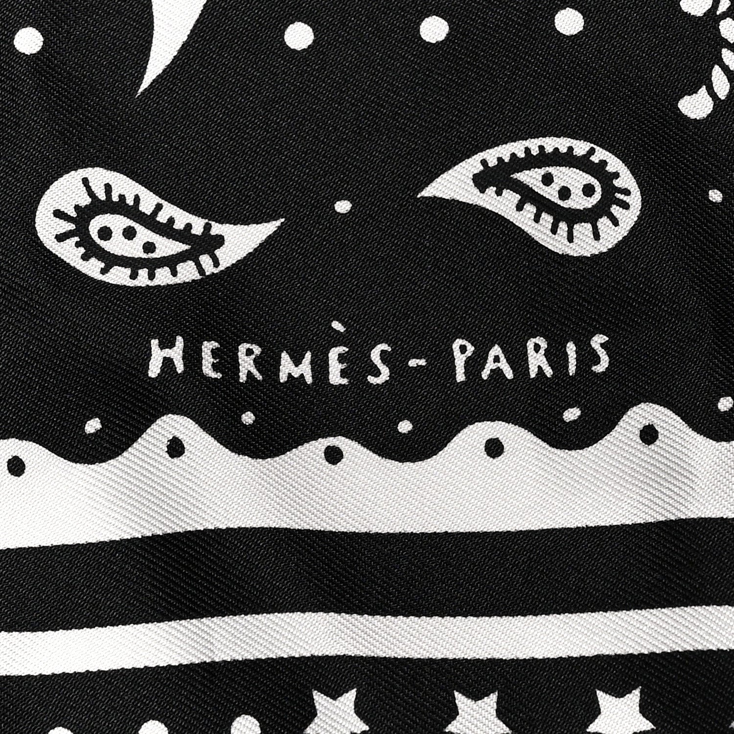 Hermes Silk Le Rodeo des Fruits Bandana Scarf 55 Black White 2 of 5