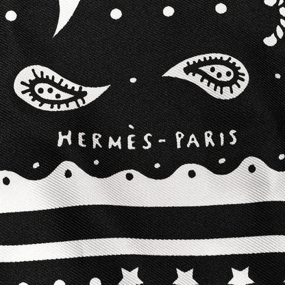 Hermes Silk Le Rodeo des Fruits Bandana Scarf 55 Black White 2 of 5