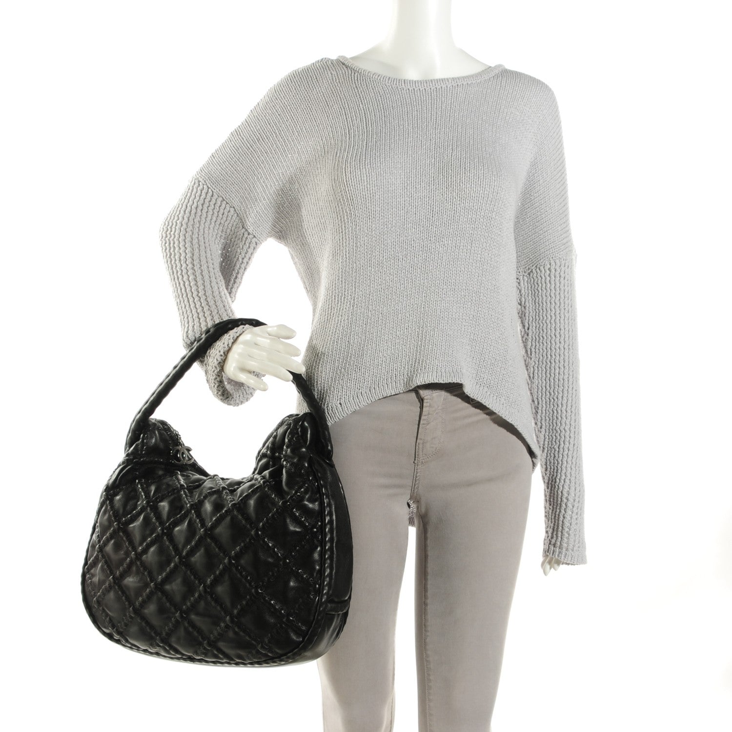 Chanel Lambskin Quilted Hidden Chain Hobo Black 2 of 7